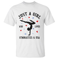 Just A Girl Who Loves Gymnastics And USA T Shirt Support Sport Gymnast - Wonder Print Shop