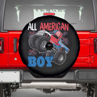 Funny All American Boy 4th Of July Spare Tire Cover Monster Trucks American Flag Fireworks - Wonder Print Shop