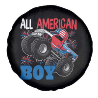Funny All American Boy 4th Of July Spare Tire Cover Monster Trucks American Flag Fireworks - Wonder Print Shop