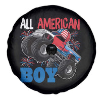 Funny All American Boy 4th Of July Spare Tire Cover Monster Trucks American Flag Fireworks - Wonder Print Shop