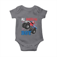 Funny All American Boy 4th Of July Baby Onesie Monster Trucks American Flag Fireworks - Wonder Print Shop