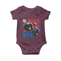 Funny All American Boy 4th Of July Baby Onesie Monster Trucks American Flag Fireworks - Wonder Print Shop