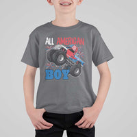 Funny All American Boy 4th Of July T Shirt For Kid Monster Trucks American Flag Fireworks - Wonder Print Shop