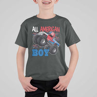 Funny All American Boy 4th Of July T Shirt For Kid Monster Trucks American Flag Fireworks - Wonder Print Shop