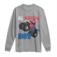 Funny All American Boy 4th Of July Long Sleeve Shirt Monster Trucks American Flag Fireworks - Wonder Print Shop