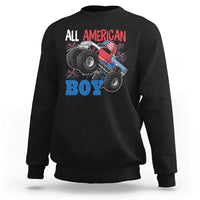 Funny All American Boy 4th Of July Sweatshirt Monster Trucks American Flag Fireworks - Wonder Print Shop