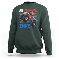 Funny All American Boy 4th Of July Sweatshirt Monster Trucks American Flag Fireworks - Wonder Print Shop