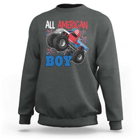 Funny All American Boy 4th Of July Sweatshirt Monster Trucks American Flag Fireworks - Wonder Print Shop