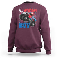 Funny All American Boy 4th Of July Sweatshirt Monster Trucks American Flag Fireworks - Wonder Print Shop