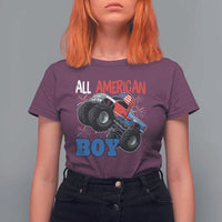 Funny All American Boy 4th Of July T Shirt For Women Monster Trucks American Flag Fireworks - Wonder Print Shop