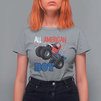 Funny All American Boy 4th Of July T Shirt For Women Monster Trucks American Flag Fireworks - Wonder Print Shop