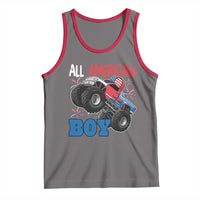 Funny All American Boy 4th Of July Tank Top Monster Trucks American Flag Fireworks - Wonder Print Shop