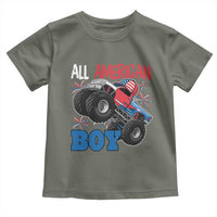 Funny All American Boy 4th Of July Toddler T Shirt Monster Trucks American Flag Fireworks - Wonder Print Shop