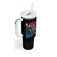 Funny All American Boy 4th Of July Tumbler With Handle Monster Trucks American Flag Fireworks - Wonder Print Shop