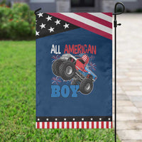 Funny All American Boy 4th Of July Garden Flag Monster Trucks American Flag Fireworks