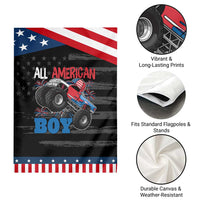 Funny All American Boy 4th Of July Garden Flag Monster Trucks American Flag Fireworks