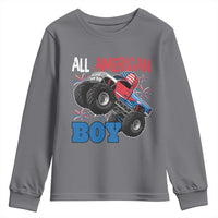 Funny All American Boy 4th Of July Youth Sweatshirt Monster Trucks American Flag Fireworks - Wonder Print Shop