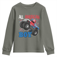 Funny All American Boy 4th Of July Youth Sweatshirt Monster Trucks American Flag Fireworks - Wonder Print Shop