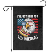 Funny I'm Just Here For The Wieners Garden Flag 4th Of July Bald Eagle Hot Dog Lover - Wonder Print Shop