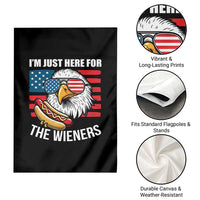 Funny I'm Just Here For The Wieners Garden Flag 4th Of July Bald Eagle Hot Dog Lover - Wonder Print Shop