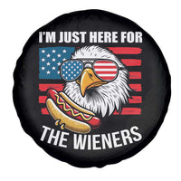 Funny I'm Just Here For The Wieners Spare Tire Cover 4th Of July Bald Eagle Hot Dog Lover - Wonder Print Shop