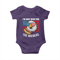 Funny I'm Just Here For The Wieners Baby Onesie 4th Of July Bald Eagle Hot Dog Lover - Wonder Print Shop
