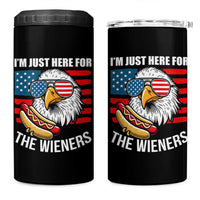Funny I'm Just Here For The Wieners 4 in 1 Can Cooler Tumbler 4th Of July Bald Eagle Hot Dog Lover - Wonder Print Shop