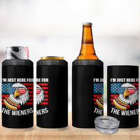 Funny I'm Just Here For The Wieners 4 in 1 Can Cooler Tumbler 4th Of July Bald Eagle Hot Dog Lover - Wonder Print Shop