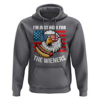Funny I'm Just Here For The Wieners Hoodie 4th Of July Bald Eagle Hot Dog Lover - Wonder Print Shop
