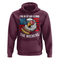 Funny I'm Just Here For The Wieners Hoodie 4th Of July Bald Eagle Hot Dog Lover - Wonder Print Shop