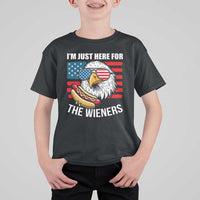 Funny I'm Just Here For The Wieners T Shirt For Kid 4th Of July Bald Eagle Hot Dog Lover - Wonder Print Shop