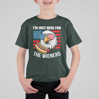 Funny I'm Just Here For The Wieners T Shirt For Kid 4th Of July Bald Eagle Hot Dog Lover - Wonder Print Shop