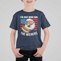 Funny I'm Just Here For The Wieners T Shirt For Kid 4th Of July Bald Eagle Hot Dog Lover - Wonder Print Shop