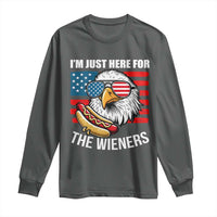 Funny I'm Just Here For The Wieners Long Sleeve Shirt 4th Of July Bald Eagle Hot Dog Lover - Wonder Print Shop