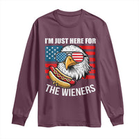 Funny I'm Just Here For The Wieners Long Sleeve Shirt 4th Of July Bald Eagle Hot Dog Lover - Wonder Print Shop