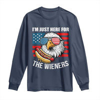 Funny I'm Just Here For The Wieners Long Sleeve Shirt 4th Of July Bald Eagle Hot Dog Lover - Wonder Print Shop