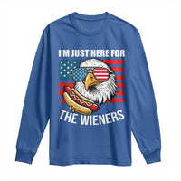 Funny I'm Just Here For The Wieners Long Sleeve Shirt 4th Of July Bald Eagle Hot Dog Lover - Wonder Print Shop
