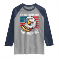 Funny I'm Just Here For The Wieners Raglan Shirt 4th Of July Bald Eagle Hot Dog Lover - Wonder Print Shop