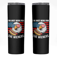 Funny I'm Just Here For The Wieners Skinny Tumbler 4th Of July Bald Eagle Hot Dog Lover - Wonder Print Shop