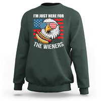 Funny I'm Just Here For The Wieners Sweatshirt 4th Of July Bald Eagle Hot Dog Lover - Wonder Print Shop