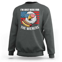 Funny I'm Just Here For The Wieners Sweatshirt 4th Of July Bald Eagle Hot Dog Lover - Wonder Print Shop