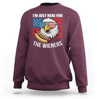 Funny I'm Just Here For The Wieners Sweatshirt 4th Of July Bald Eagle Hot Dog Lover - Wonder Print Shop