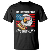 Funny I'm Just Here For The Wieners T Shirt 4th Of July Bald Eagle Hot Dog Lover - Wonder Print Shop