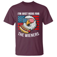 Funny I'm Just Here For The Wieners T Shirt 4th Of July Bald Eagle Hot Dog Lover - Wonder Print Shop