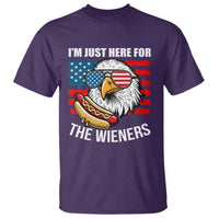 Funny I'm Just Here For The Wieners T Shirt 4th Of July Bald Eagle Hot Dog Lover - Wonder Print Shop