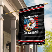 Funny I'm Just Here For The Wieners Garden Flag 4th Of July Bald Eagle Hot Dog Lover
