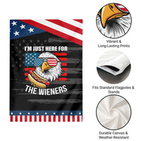 Funny I'm Just Here For The Wieners Garden Flag 4th Of July Bald Eagle Hot Dog Lover