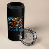 Funny Fisherman Keepin It Reel 4 in 1 Can Cooler Tumbler Fishing Lure American Flag Bass Fishing - Wonder Print Shop