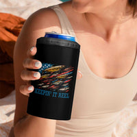 Funny Fisherman Keepin It Reel 4 in 1 Can Cooler Tumbler Fishing Lure American Flag Bass Fishing - Wonder Print Shop