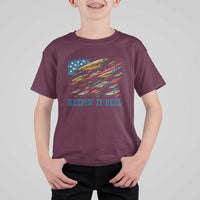 Funny Fisherman Keepin It Reel T Shirt For Kid Fishing Lure American Flag Bass Fishing - Wonder Print Shop